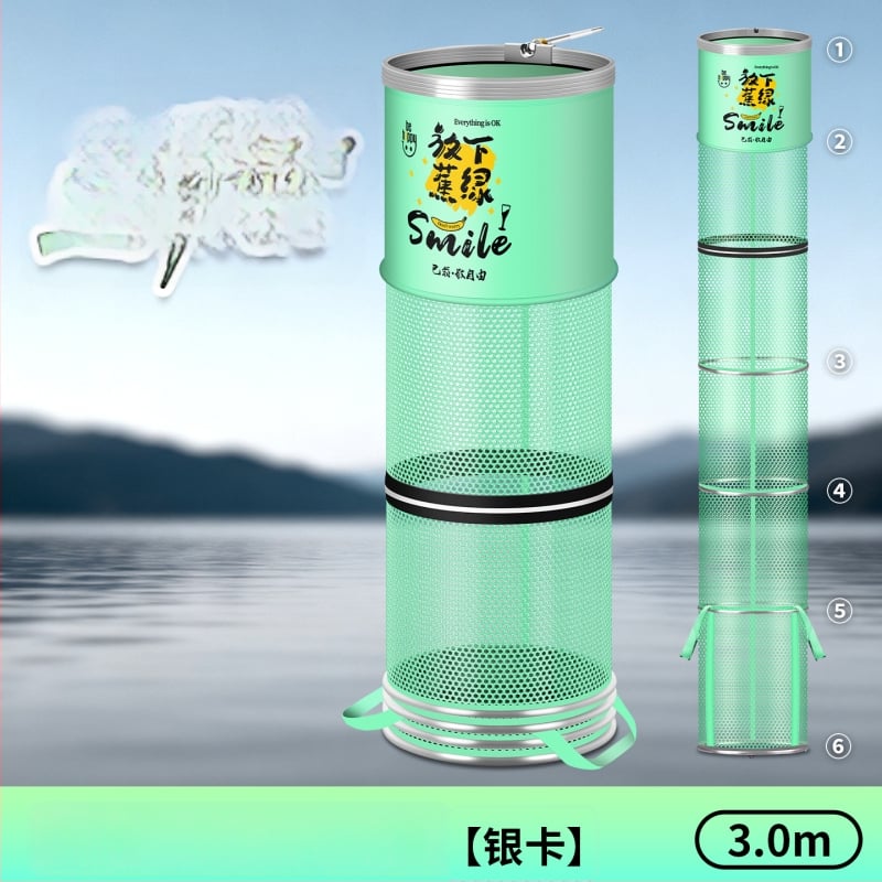 Alumiiniumist sulam ringiga kala kaitse, nailonkattega, kokkupandav nailonist kala kaitse, ümmargune võrgukott