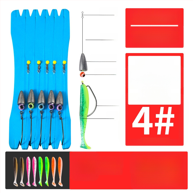 Texas rig žvejybos rinkinys su crank kabliais, švino galva, 1-asis kablis, sujungta linija ir minkštos masalų su T uodega