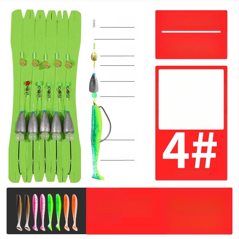 Texas rig žvejybos rinkinys su crank kabliais, švino galva, 1-asis kablis, sujungta linija ir minkštos masalų su T uodega