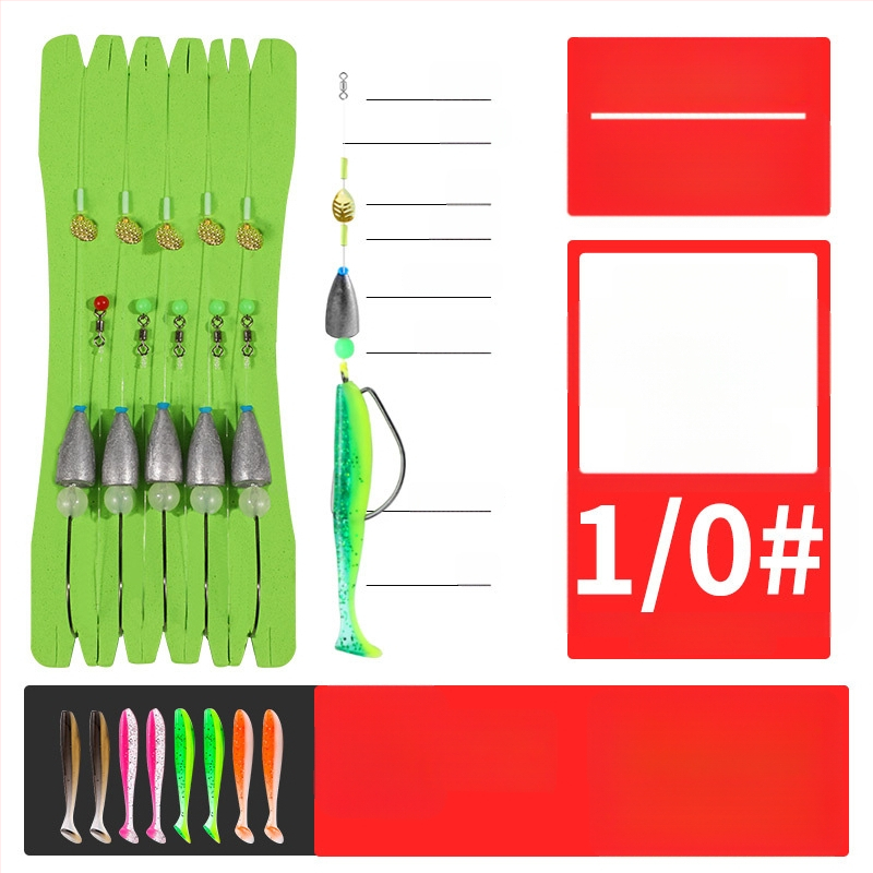 Texas rig žvejybos rinkinys su crank kabliais, švino galva, 1-asis kablis, sujungta linija ir minkštos masalų su T uodega