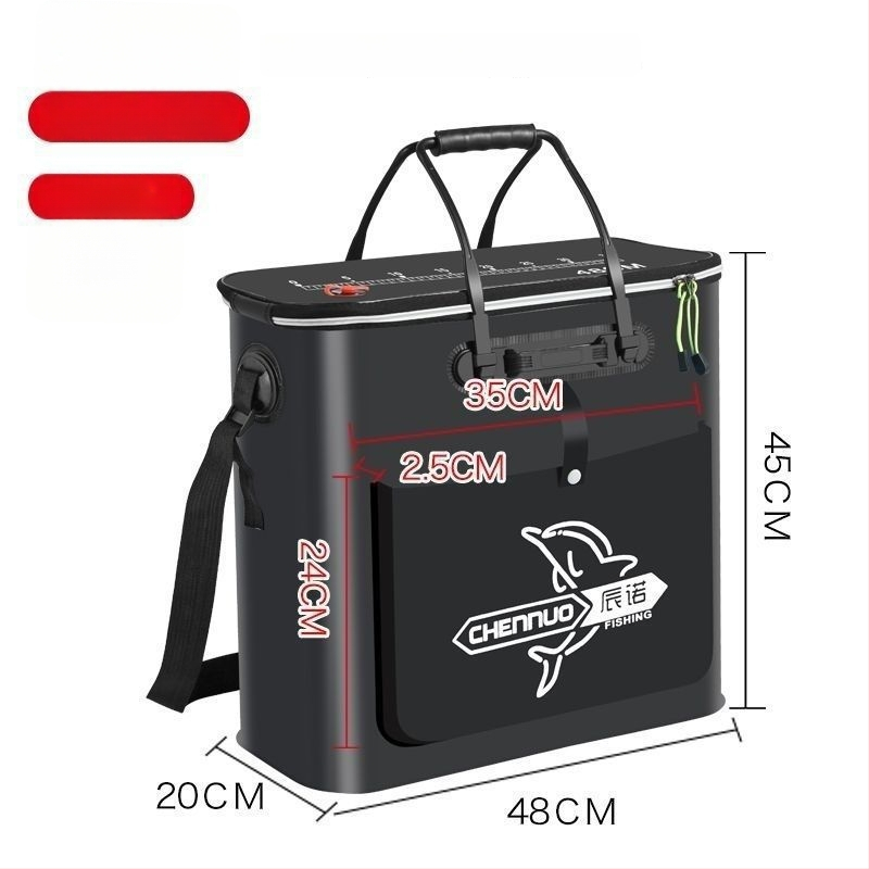 Găleată de pescuit pliabil din EVA groasă, cu curea pe umăr, pentru pești vii