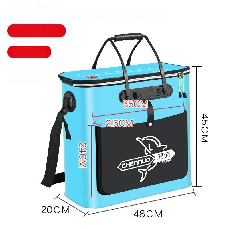 Găleată de pescuit pliabil din EVA groasă, cu curea pe umăr, pentru pești vii