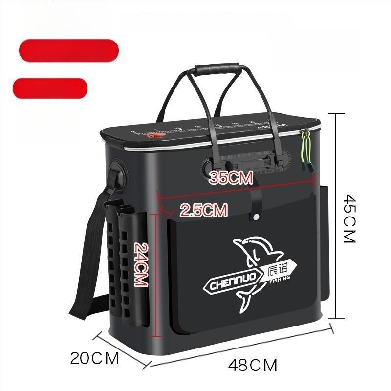 Găleată de pescuit pliabil din EVA groasă, cu curea pe umăr, pentru pești vii