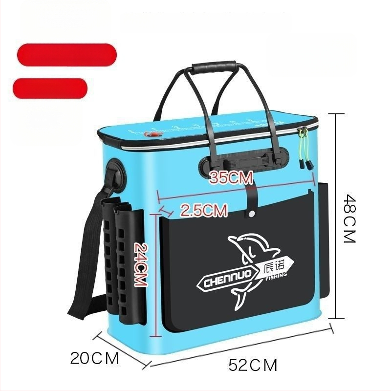 Găleată de pescuit pliabil din EVA groasă, cu curea pe umăr, pentru pești vii