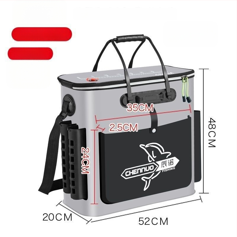 Găleată de pescuit pliabil din EVA groasă, cu curea pe umăr, pentru pești vii