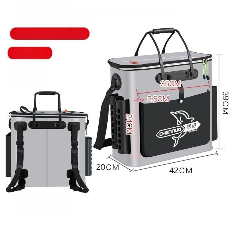 Găleată de pescuit pliabil din EVA groasă, cu curea pe umăr, pentru pești vii