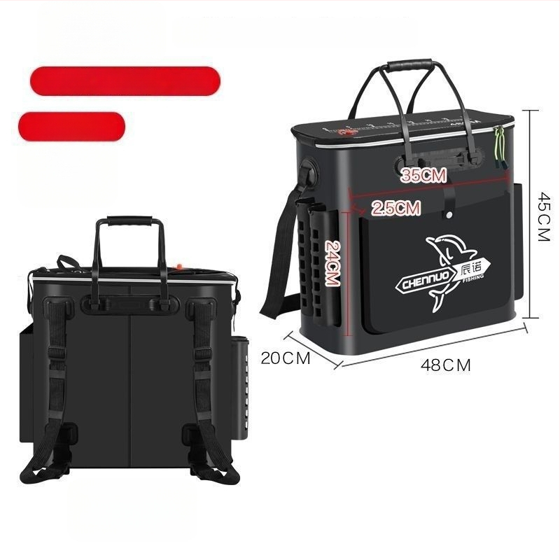 Găleată de pescuit pliabil din EVA groasă, cu curea pe umăr, pentru pești vii