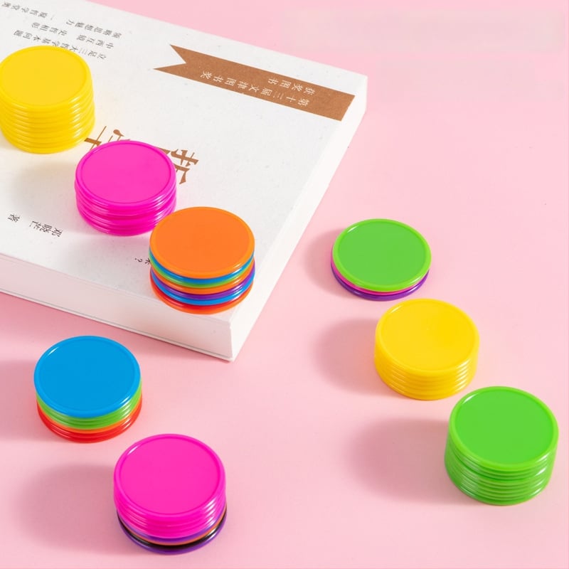 Jetoane educaționale - Monede circulare din plastic pentru premii la grădiniță (fără personalizare)