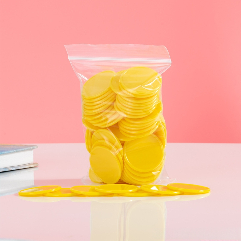 Jetoane educaționale - Monede circulare din plastic pentru premii la grădiniță (fără personalizare)