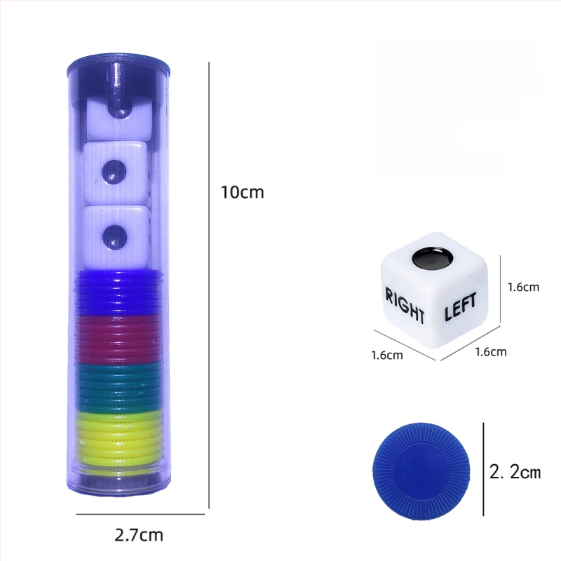 Left Center Right LRC Dice Set – acrilic, colțuri rotunjite, cutie personalizabilă, pentru jocuri de cărți și jocuri de societate