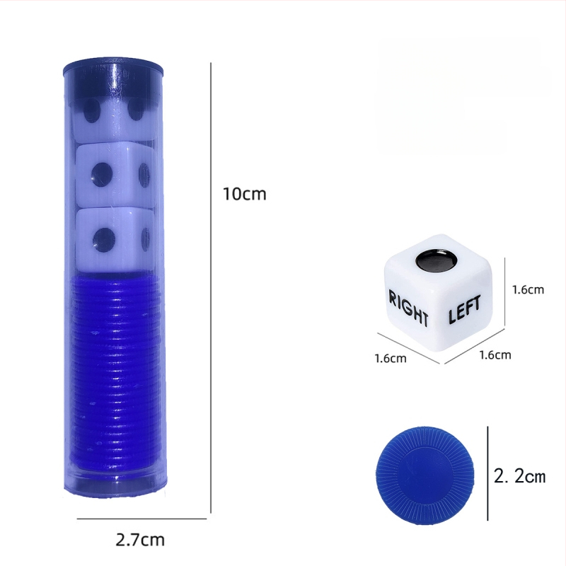 Left Center Right LRC Dice Set – acrilic, colțuri rotunjite, cutie personalizabilă, pentru jocuri de cărți și jocuri de societate