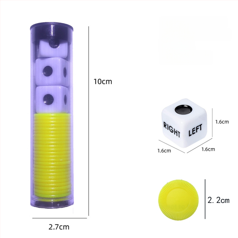 Left Center Right LRC Dice Set – acrilic, colțuri rotunjite, cutie personalizabilă, pentru jocuri de cărți și jocuri de societate