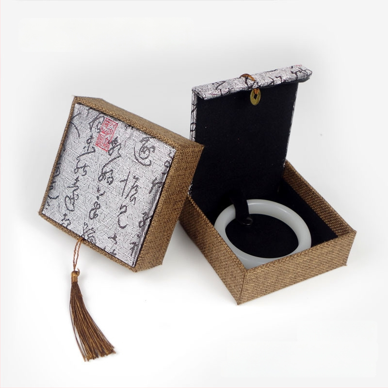 Kutija za nakit s motívom bakrene novčića na lanenom uzorku, papir/karton konstrukcija, karton pakiranje