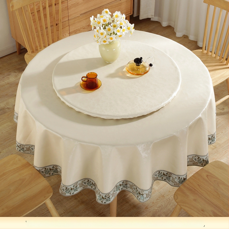 Kružna PU stolna navlaka, vodootporna i otporna na masnoću, bez potrebe pranja, s cvjetnim uzorkom, minimalističkog stila, za dom, hotel ili restoran