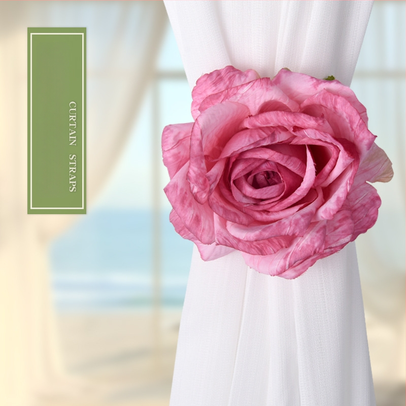 Užuolaidų dirželiai su dirbtinėmis rožių gėlėmis, Ming qian, poliesteris, šiuolaikinis minimalistinis stilius