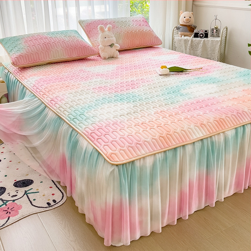 Trys dalių patalynės komplektas iš dirbtinio latekso, pastoralinio stiliaus, ice silk paklodės vasarai, skalbti mašinoje