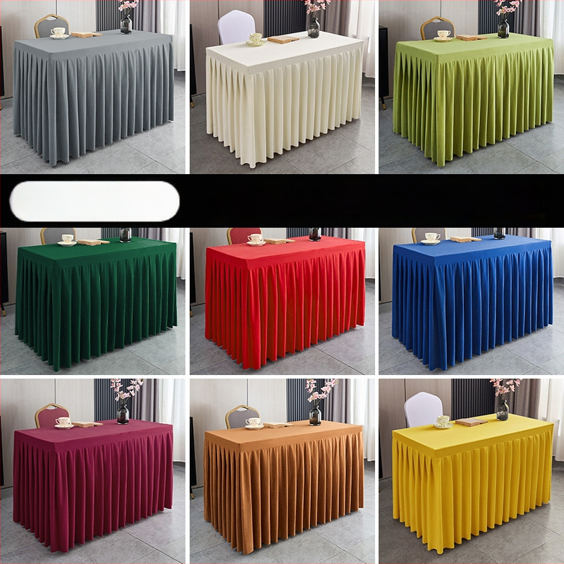 Φούστα τραπεζιού για αίθουσα συνεδριάσεων από ολλανδικό βελούδο, ορθογώνιο σχήμα, ξενοδοχειακό στυλ