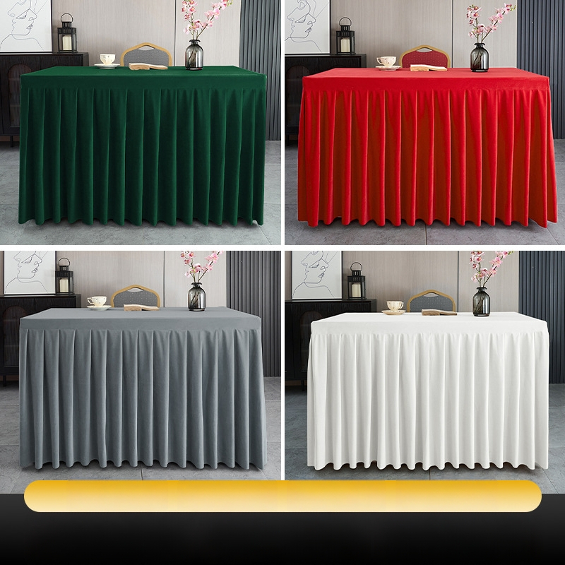 Φούστα τραπεζιού για αίθουσα συνεδριάσεων από ολλανδικό βελούδο, ορθογώνιο σχήμα, ξενοδοχειακό στυλ