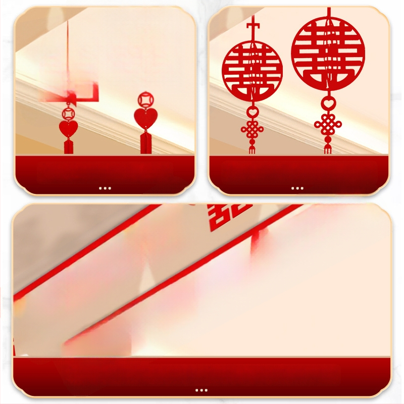 Vestuvinis kambario dekoracijų rinkinys su Xi simbolio girlianda ir lubų užuolaidomis (nepluoštas audinys, juosta)