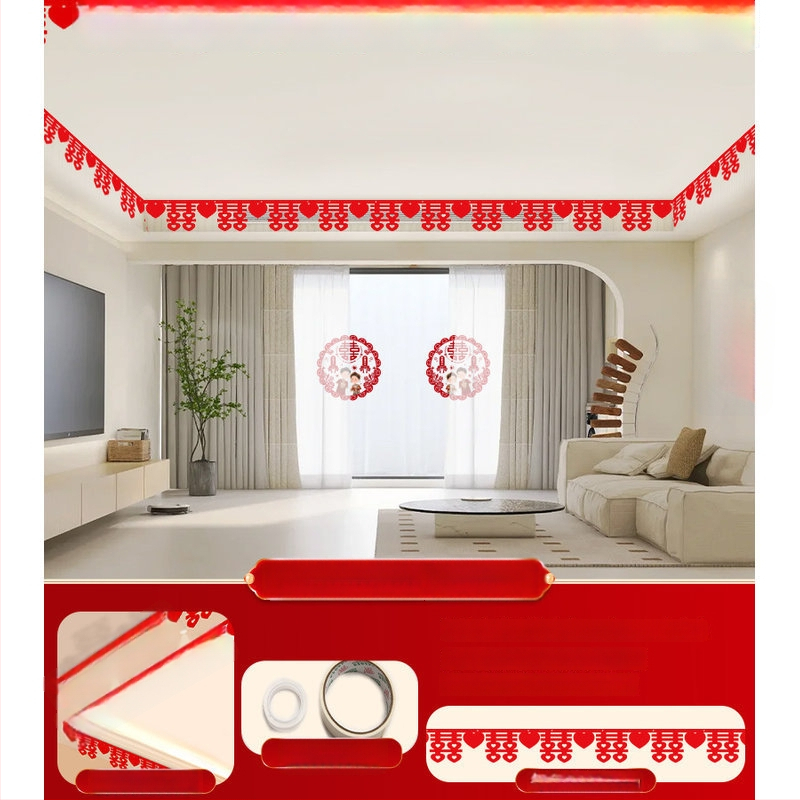 Vestuvinis kambario dekoracijų rinkinys su Xi simbolio girlianda ir lubų užuolaidomis (nepluoštas audinys, juosta)