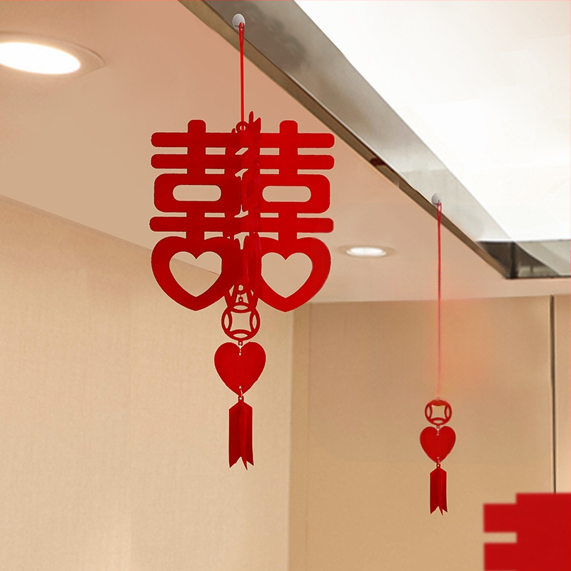 Vestuvinis kambario dekoracijų rinkinys su Xi simbolio girlianda ir lubų užuolaidomis (nepluoštas audinys, juosta)