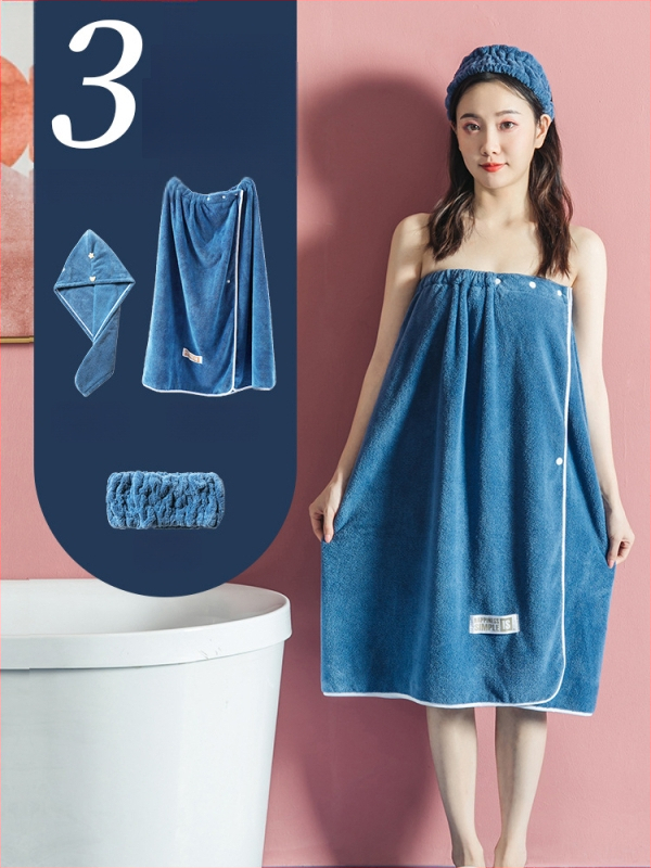 Moteriška dėvima vonios wrap apranga - ne medvilnė, sugeria ir greitai džiūsta, chalato stiliaus maudymosi sijonas, trijų dalių komplektas (Jacquard 150d, 80% poliesterio / 20% nailono)