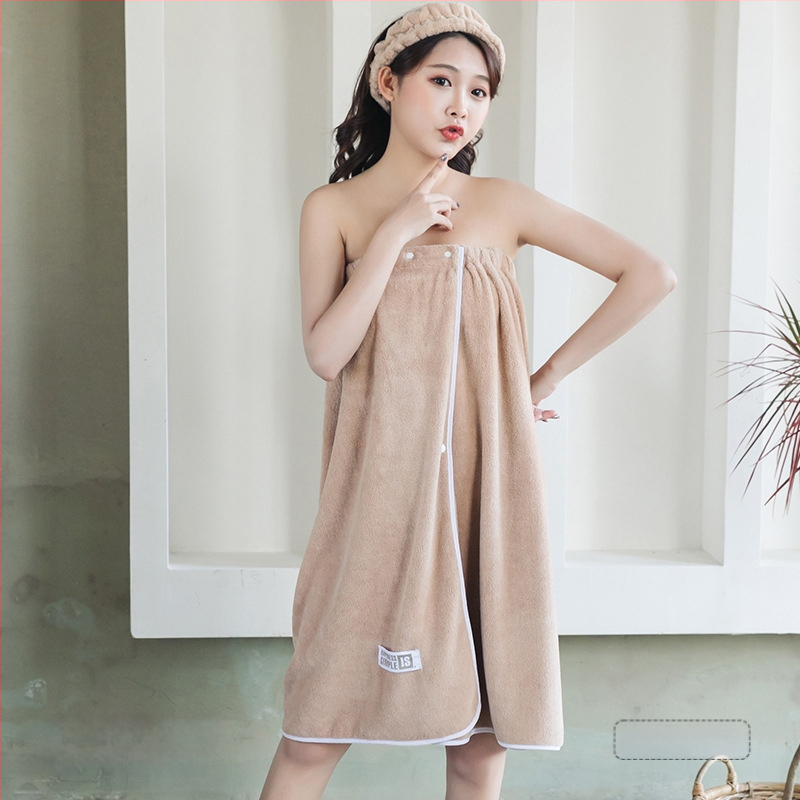 Moteriška dėvima vonios wrap apranga - ne medvilnė, sugeria ir greitai džiūsta, chalato stiliaus maudymosi sijonas, trijų dalių komplektas (Jacquard 150d, 80% poliesterio / 20% nailono)