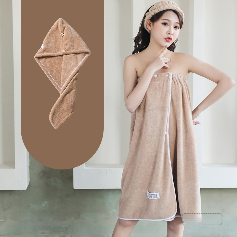 Moteriška dėvima vonios wrap apranga - ne medvilnė, sugeria ir greitai džiūsta, chalato stiliaus maudymosi sijonas, trijų dalių komplektas (Jacquard 150d, 80% poliesterio / 20% nailono)