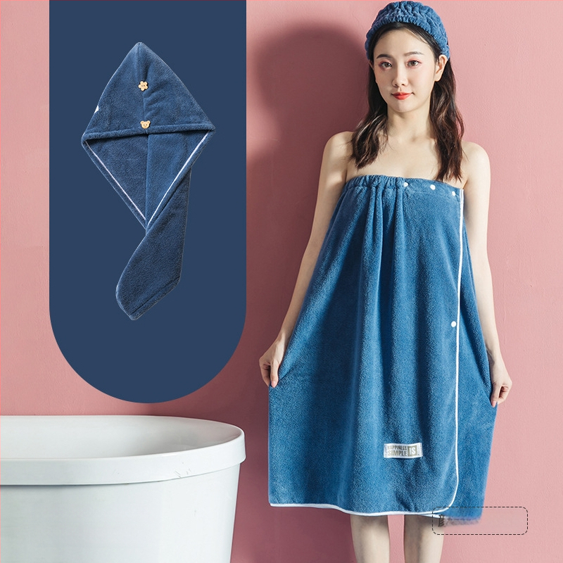 Moteriška dėvima vonios wrap apranga - ne medvilnė, sugeria ir greitai džiūsta, chalato stiliaus maudymosi sijonas, trijų dalių komplektas (Jacquard 150d, 80% poliesterio / 20% nailono)