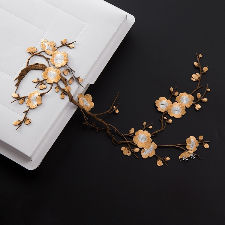 Κεντημένο ύφασμα με σχέδιο ανθού δαμασκηνιάς για οικιακή διακόσμηση και επισκευές – Υλικό: Rayon