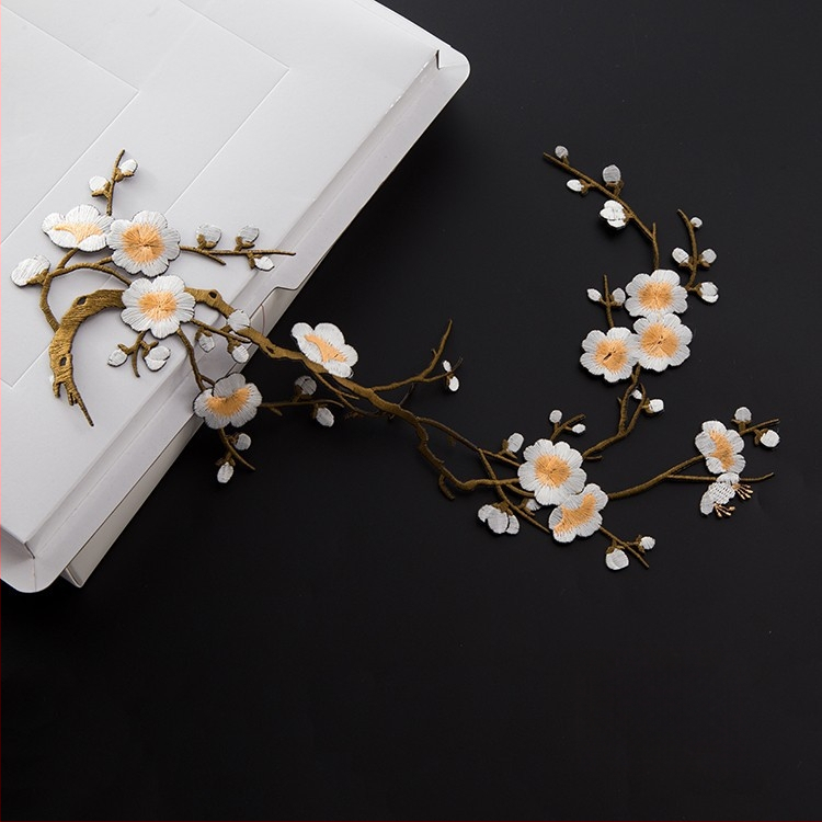 Κεντημένο ύφασμα με σχέδιο ανθού δαμασκηνιάς για οικιακή διακόσμηση και επισκευές – Υλικό: Rayon