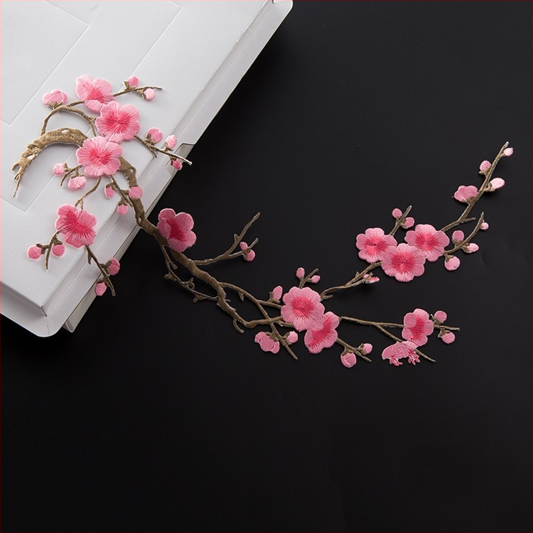 Κεντημένο ύφασμα με σχέδιο ανθού δαμασκηνιάς για οικιακή διακόσμηση και επισκευές – Υλικό: Rayon