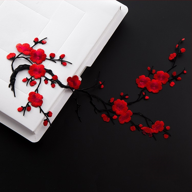 Κεντημένο ύφασμα με σχέδιο ανθού δαμασκηνιάς για οικιακή διακόσμηση και επισκευές – Υλικό: Rayon