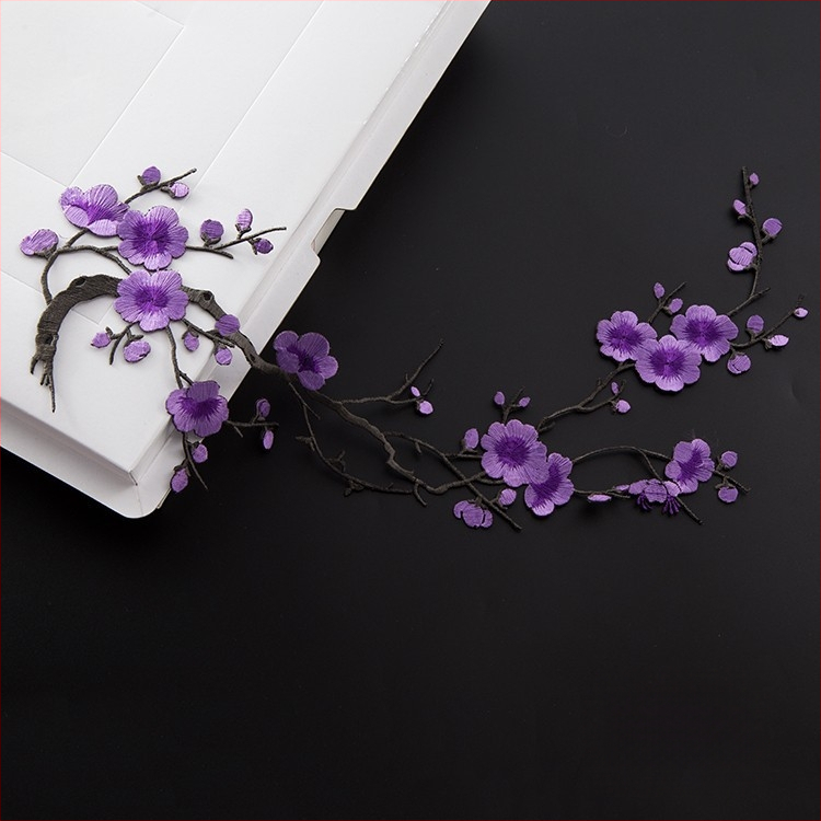 Κεντημένο ύφασμα με σχέδιο ανθού δαμασκηνιάς για οικιακή διακόσμηση και επισκευές – Υλικό: Rayon