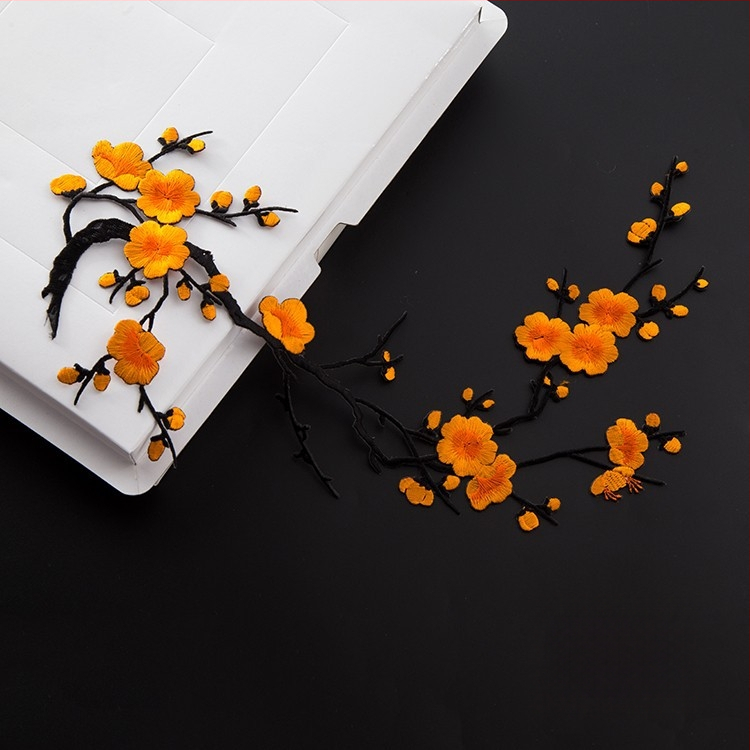 Κεντημένο ύφασμα με σχέδιο ανθού δαμασκηνιάς για οικιακή διακόσμηση και επισκευές – Υλικό: Rayon