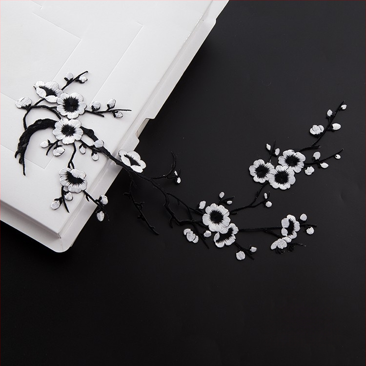 Κεντημένο ύφασμα με σχέδιο ανθού δαμασκηνιάς για οικιακή διακόσμηση και επισκευές – Υλικό: Rayon