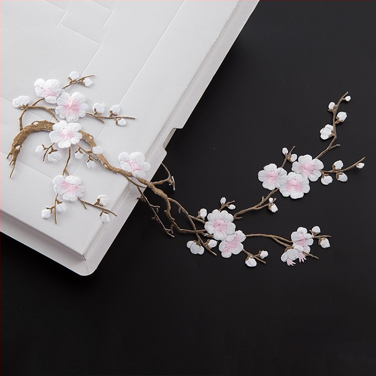 Κεντημένο ύφασμα με σχέδιο ανθού δαμασκηνιάς για οικιακή διακόσμηση και επισκευές – Υλικό: Rayon