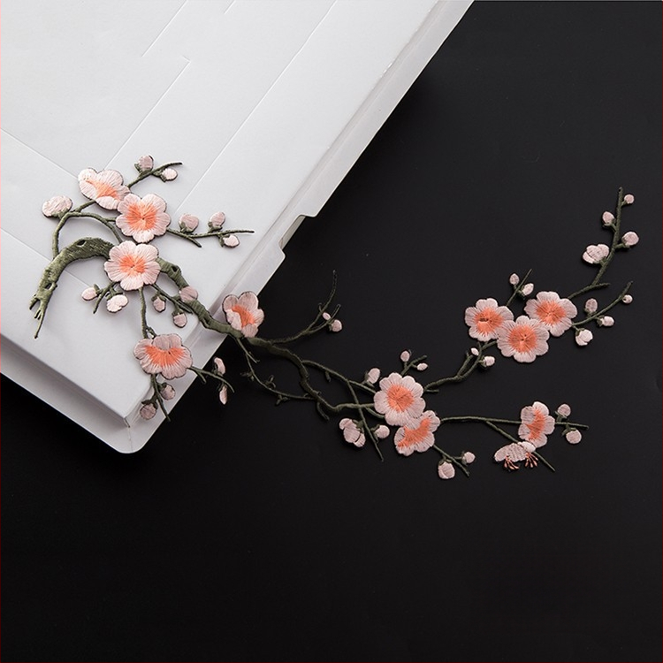 Κεντημένο ύφασμα με σχέδιο ανθού δαμασκηνιάς για οικιακή διακόσμηση και επισκευές – Υλικό: Rayon