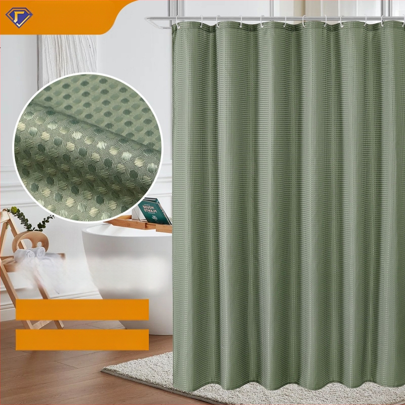 Poliesterio dušo užuolaida su vaflinės tekstūros, pritaikomas modelis, logotipo spausdinimas galimas, prekės ženklas Zhihang Youpin