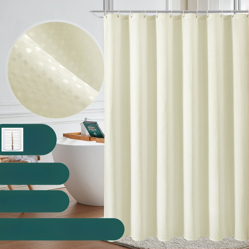 Poliesterio dušo užuolaida su vaflinės tekstūros, pritaikomas modelis, logotipo spausdinimas galimas, prekės ženklas Zhihang Youpin