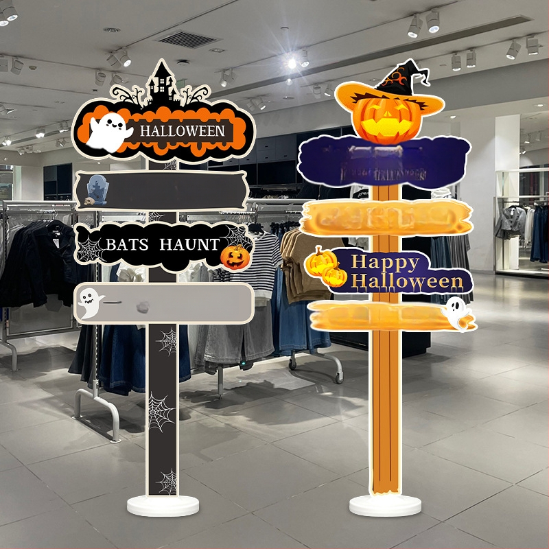 Dekoratyviniai gatvių ženklai patalpų dekoravimui - KT lenta, animacinio stiliaus, Helovinas