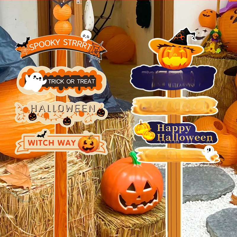 Dekoratyviniai gatvių ženklai patalpų dekoravimui - KT lenta, animacinio stiliaus, Helovinas