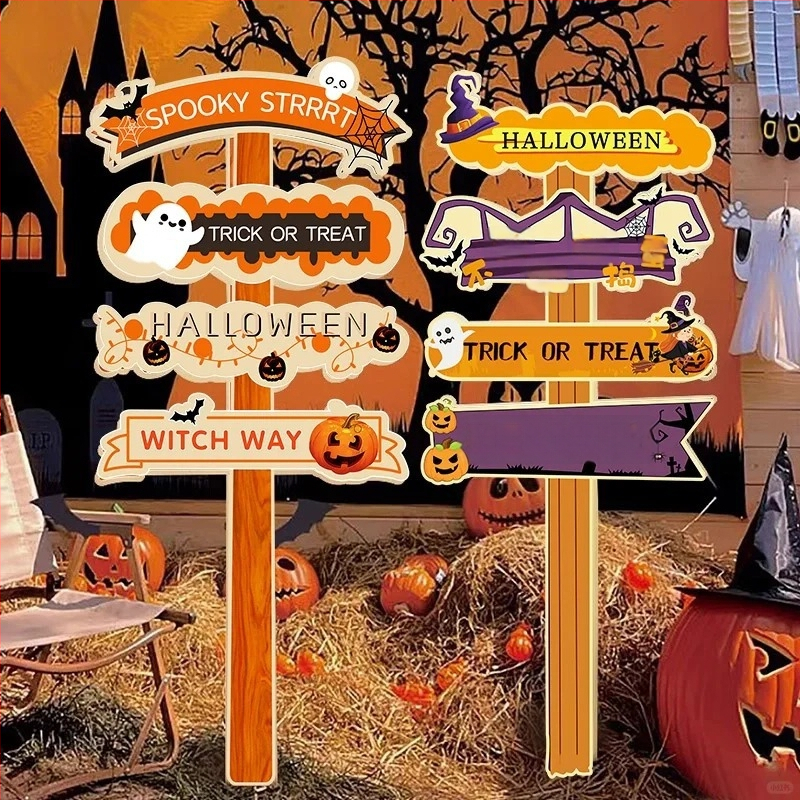 Dekoratyviniai gatvių ženklai patalpų dekoravimui - KT lenta, animacinio stiliaus, Helovinas