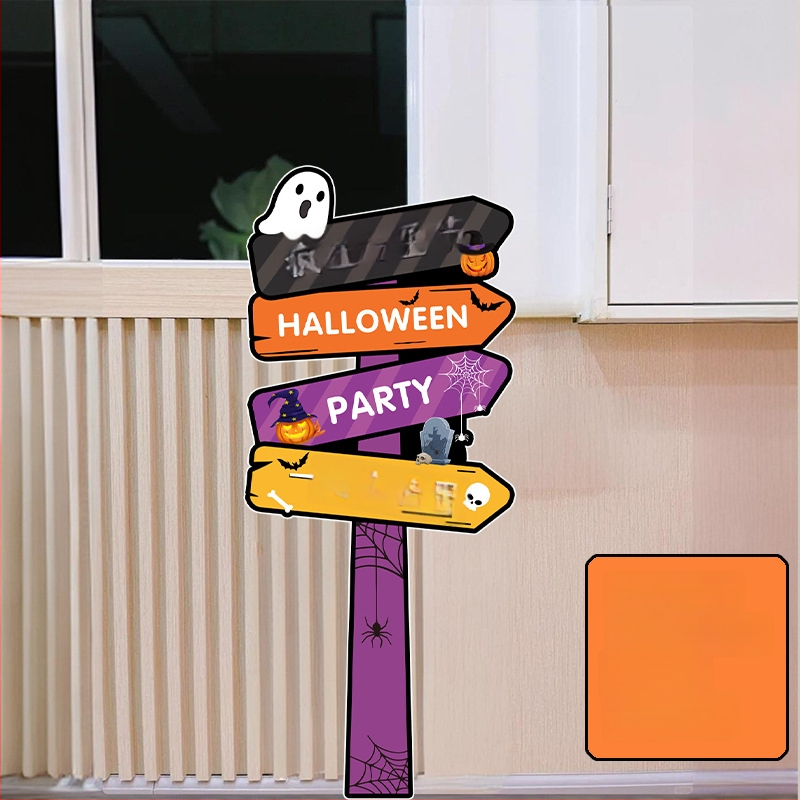 Dekoratyviniai gatvių ženklai patalpų dekoravimui - KT lenta, animacinio stiliaus, Helovinas