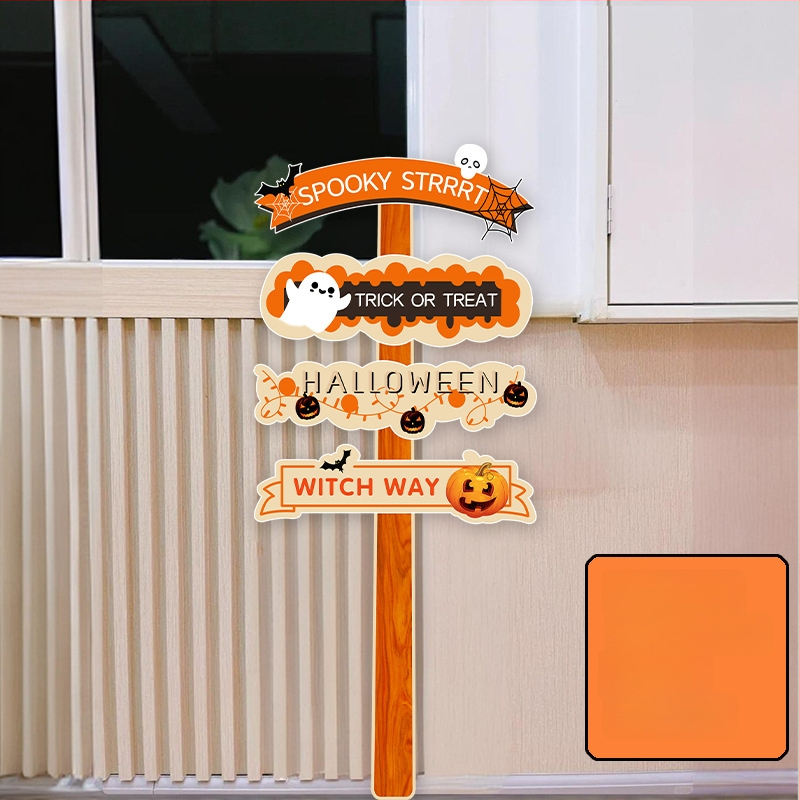 Dekoratyviniai gatvių ženklai patalpų dekoravimui - KT lenta, animacinio stiliaus, Helovinas