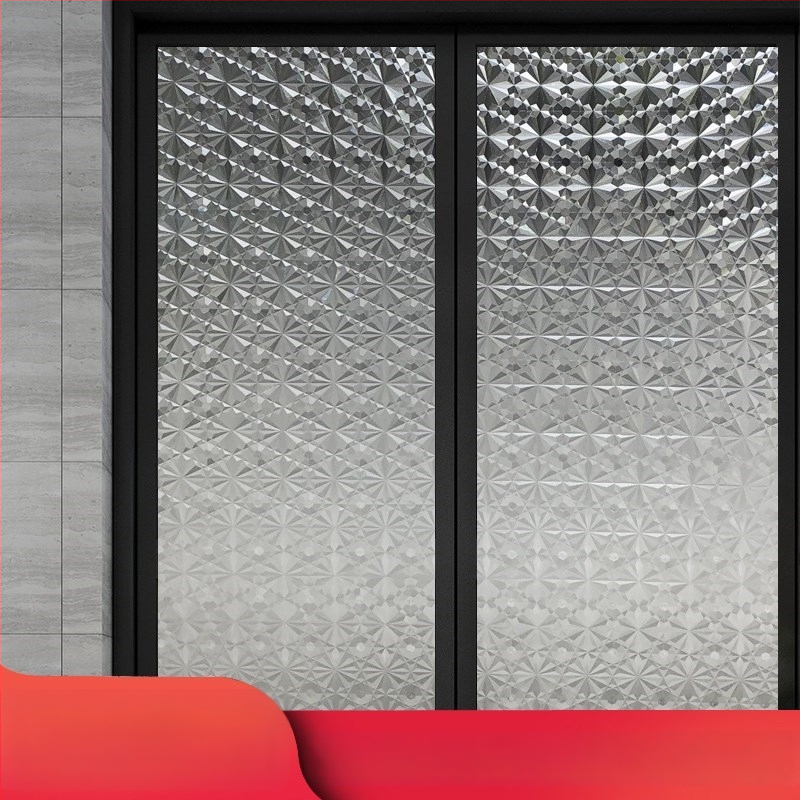 Praustuvo stiklo plėvelė privatumo užtikrinimui, matinė, geometrinis raštas, vienas lapas (vonios langams)