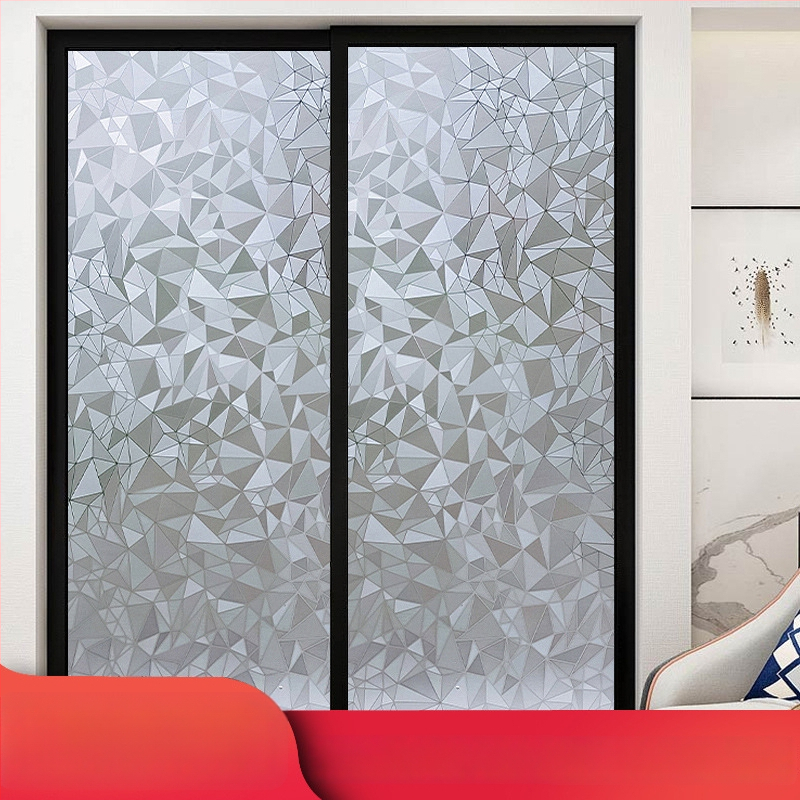 Praustuvo stiklo plėvelė privatumo užtikrinimui, matinė, geometrinis raštas, vienas lapas (vonios langams)