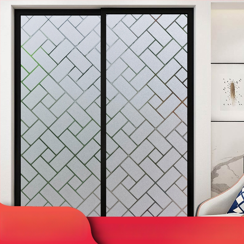 Praustuvo stiklo plėvelė privatumo užtikrinimui, matinė, geometrinis raštas, vienas lapas (vonios langams)