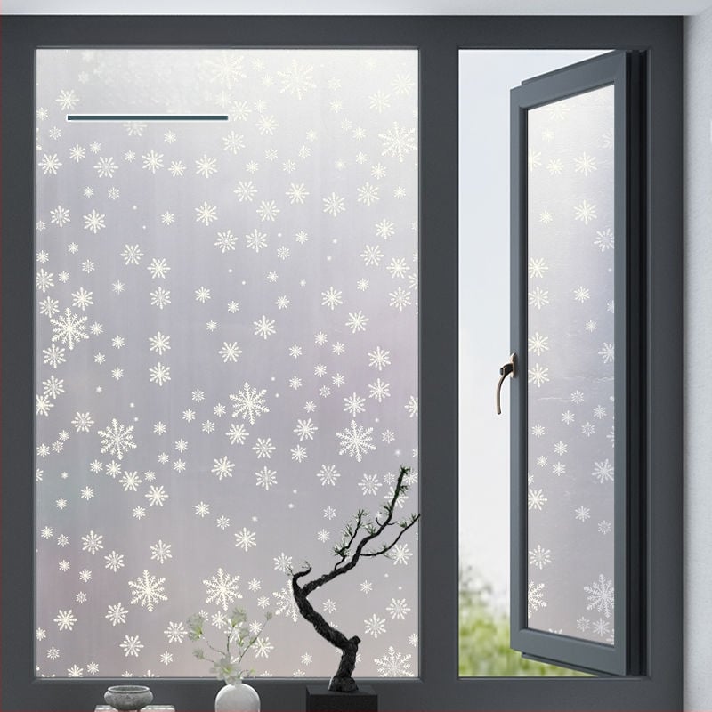 PVC lango filmas privatumo užtikrinimui su augalų motyvu, matinė apdaila, tinkama voniai ir stiklinėms durims – paprastas ir modernus stilius