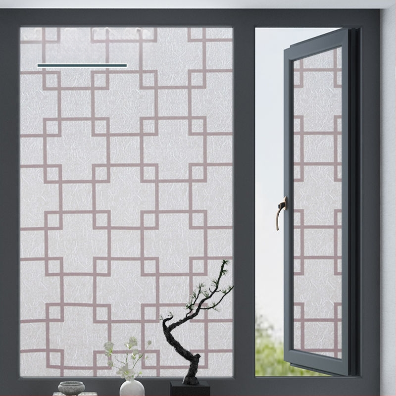 PVC lango filmas privatumo užtikrinimui su augalų motyvu, matinė apdaila, tinkama voniai ir stiklinėms durims – paprastas ir modernus stilius